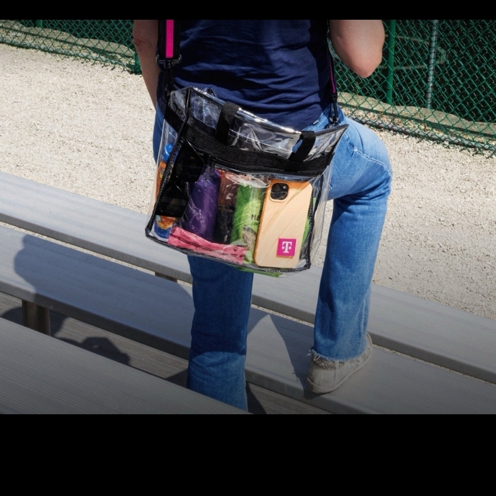 T-Moble Clear Stadium Bag with Black Trim and Pink Logo